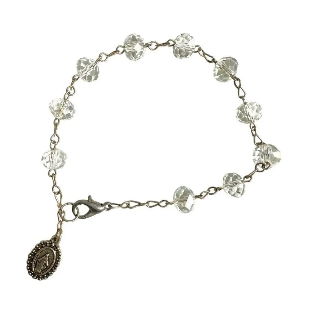 Crystal religious charm bracelet